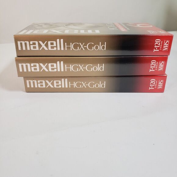 3 New Blank Sealed Maxell HGX-Gold T-120 VHS Video Cassettes - Picture 4 of 6